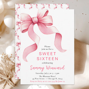 Invitation Bow Sweet Sixteen Rose Coquette