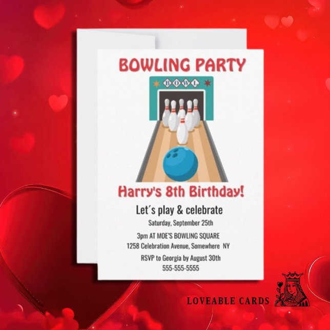 Invitation Bowling à Dix Quilles en Société (Epic Ten Pin Party Invitations for Kids' Unforgettable Fun!)