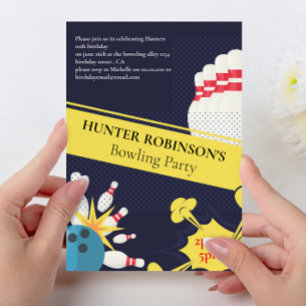 Invitation Bowling amusant moderne pour enfants fête 