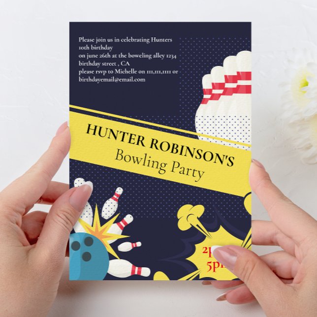 Invitation Bowling amusement moderne pour enfants  (Créateur téléchargé)
