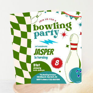Invitation Bowling Boy fête d'anniversaire   Frapper Un Peu A