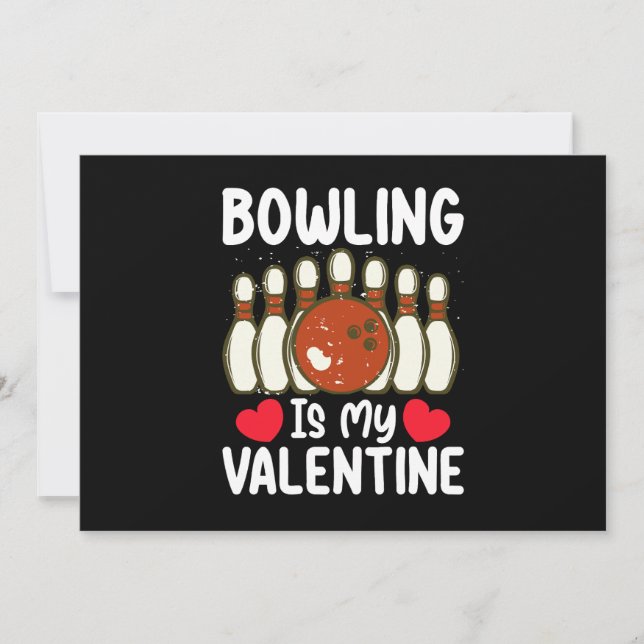 Invitation Bowling Est Mon Coeur D'Amour De La Saint-Valentin (Devant)