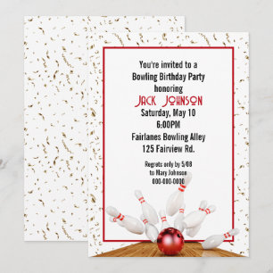 Invitation Bowling fête d'anniversaire
