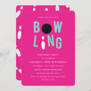Invitation Bowling Fun Fun Fête d'anniversaire de l'enfant In