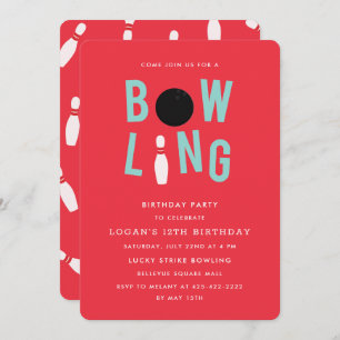 Invitation Bowling Fun Fun Fête d'anniversaire de l'enfant In