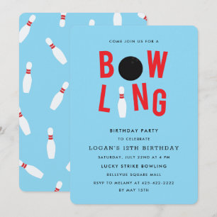 Invitation Bowling Fun Fun Fête d'anniversaire de l'enfant In