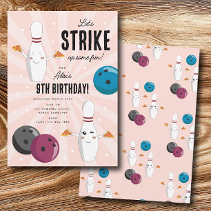 Invitation Bowling Pizza Grève Un Anniversaire de enfant Amus