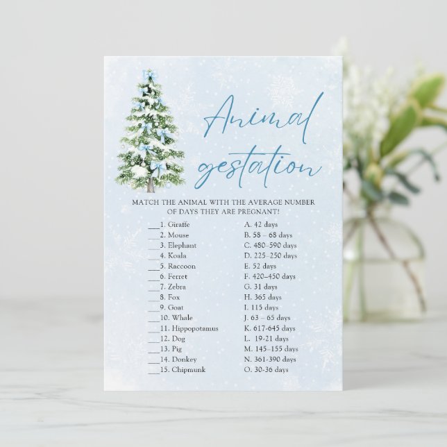Invitation Bows Christmas Animal Gestation Baby Shower Game (Debout devant)