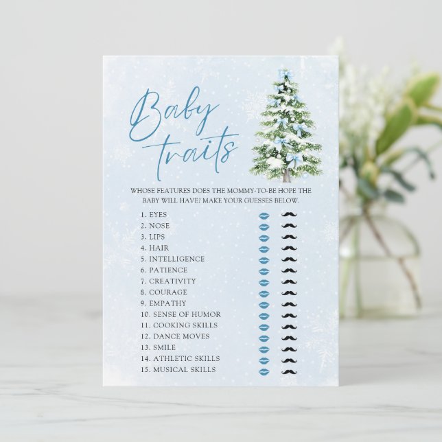 Invitation Bows Christmas Tree Baby Traits Baby Shower Game (Debout devant)