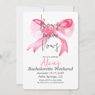 Invitation Bows élégants avant Vows Pink Bachelorette Party