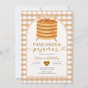 Invitation Bows et Brunch Pancake Brown 1er anniversaire En v