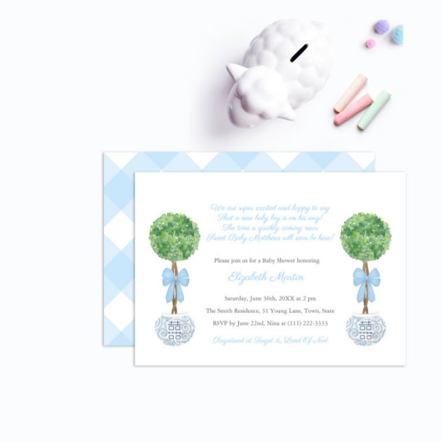 Invitation Box Ball Topiary Baby Boy Poem Douche Party (Créateur téléchargé)