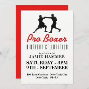 Invitation Boxe Silhouette fête d'anniversaire
