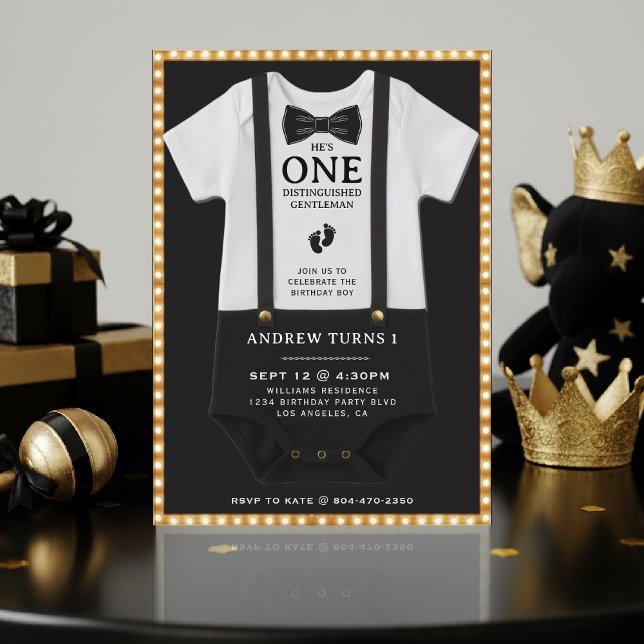 Invitation Boy 1st Birthday Distinguished Gentleman Bodysuit (Boy 1st Birthday Distinguished Gentleman Bodysuit Invitation
)