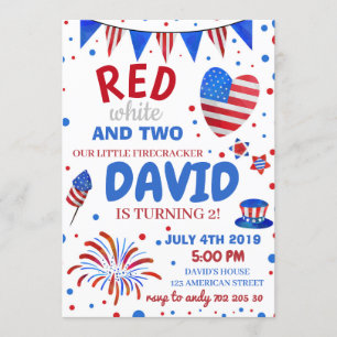 Invitation Boy 2e anniversaire 4 juillet États-Unis