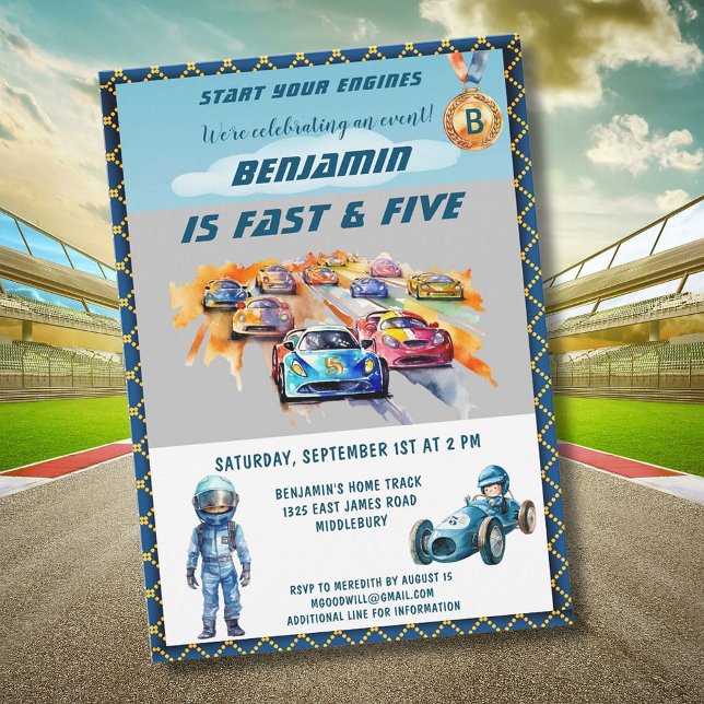 Invitation Boy Auto Voiture Racing Thème 5ème Anniversaire (Créateur téléchargé)