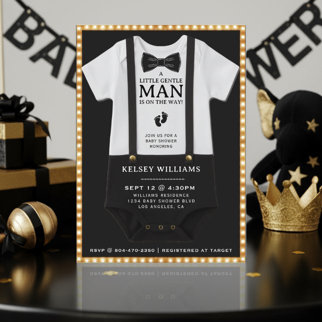 Invitation Boy Baby Shower A Little Gentleman Bodysuit (Boy Baby Shower A Little Gentleman Bodysuit Invitation
)
