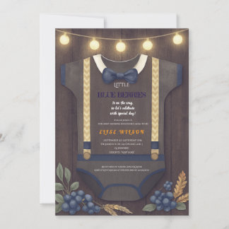 Invitation Boy baby shower autum chute burlap bodysuit invita