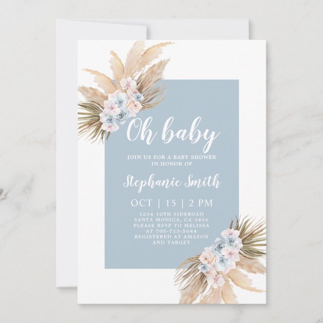 Invitation Boy Baby shower Boy de la Pampa Bleue B (Devant)
