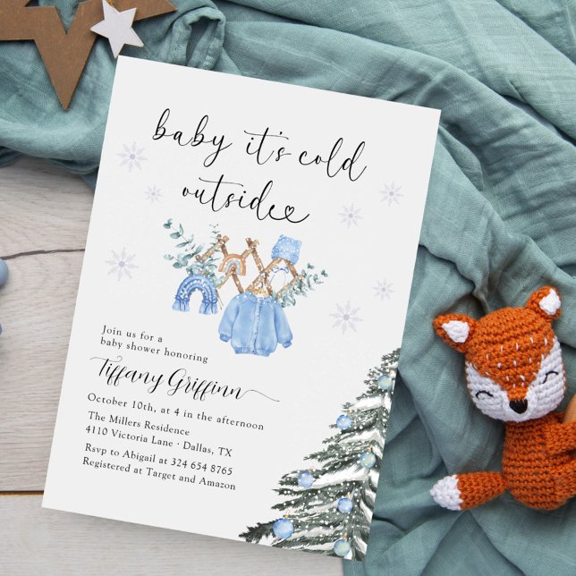 Invitation Boy Baby Shower Its Cold Outside| Clothes  (Créateur téléchargé)