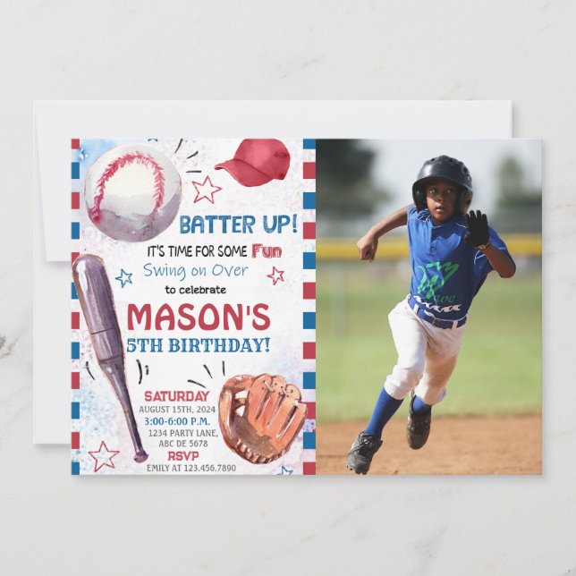 Invitation Boy Baseball Anniversaire Photo (Devant)
