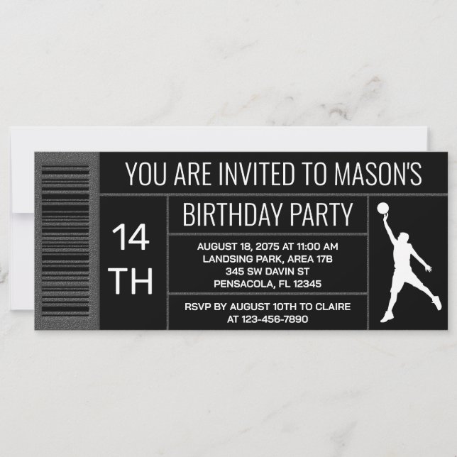 Invitation Boy Basketball Anniversaire Étiquette de boîte à c (Devant)