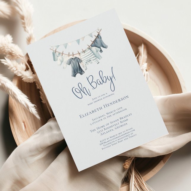 Invitation Boy Boho Oh Baby Clothes Vêtements Baby shower (Créateur téléchargé)