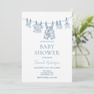 Invitation Boy Chinoiserie Toile Baby shower de vêtements béb