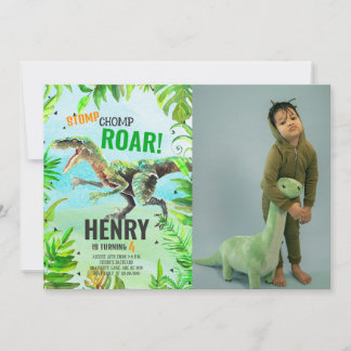 Invitation Boy Dinosaur photo d'anniversaire