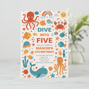 Invitation Boy Dive into Five 5th Birthday Party