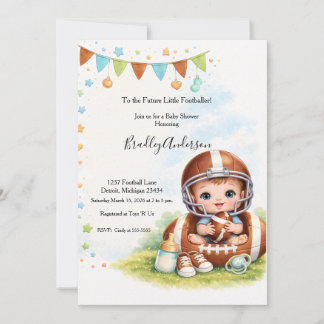 Invitation Boy Football Baby Shower