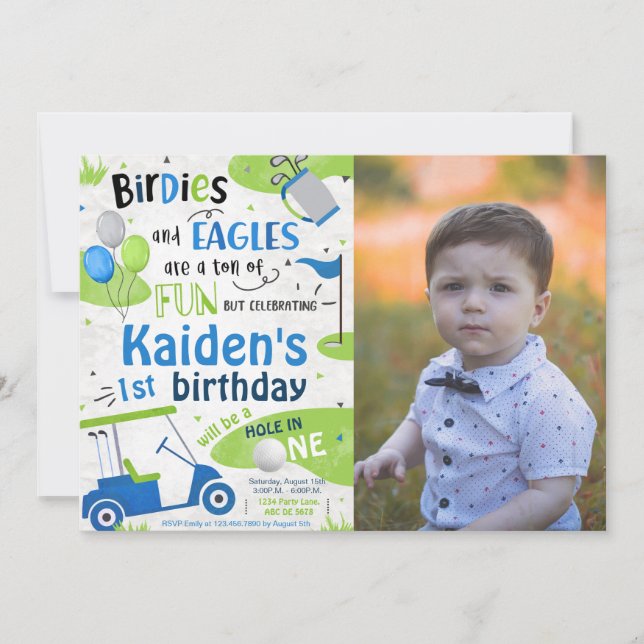Invitation Boy Golf 1er Anniversaire Photo (Devant)