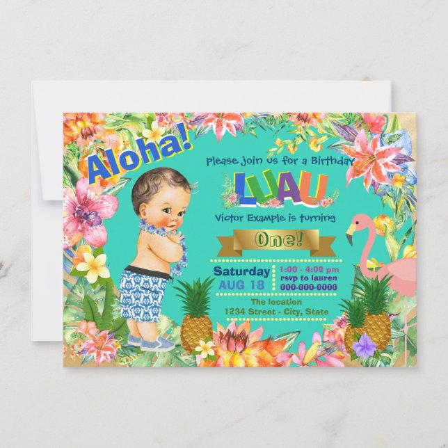 Invitation Boy Hawaiian Luau fête d'anniversaire (Devant)