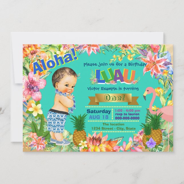 Invitation Boy Hawaiian Luau fête d'anniversaire (Devant)