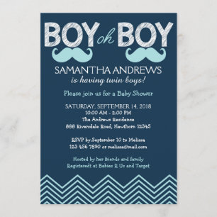 Invitation Boy Oh Boy Invitation, Twins Baby shower Invitatio