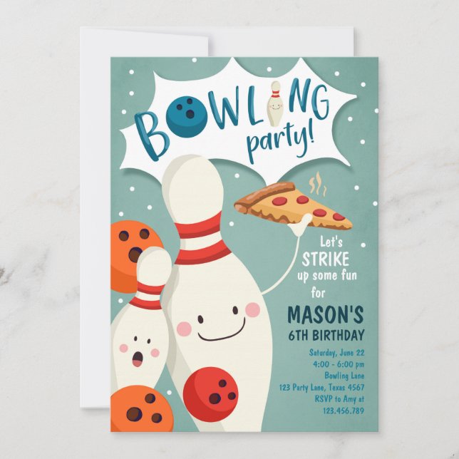 Invitation Boy Pizza de Bowling (Devant)