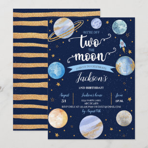 Invitation Boy Two The Moon Space Anniversaire