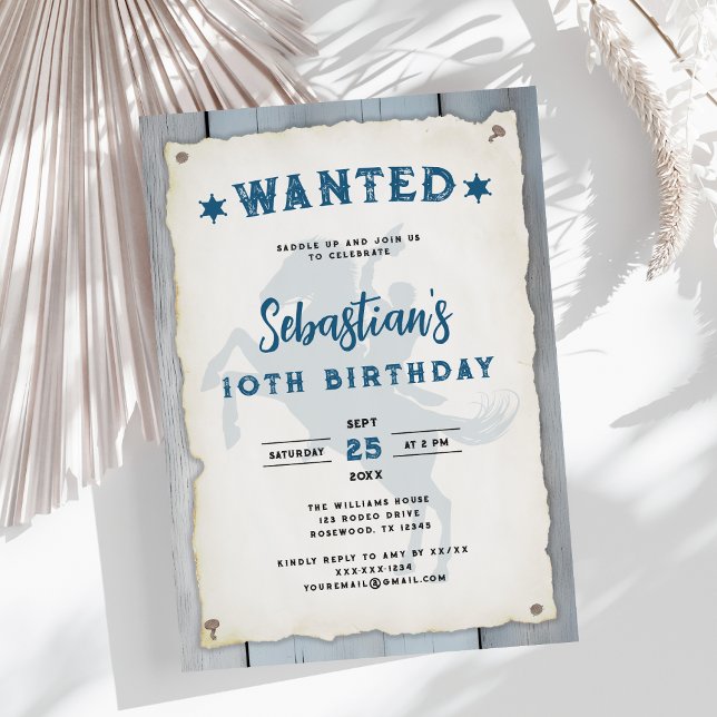 Invitation Boy Western Cowboy Rodeo 10e anniversaire Invitati (Créateur téléchargé)