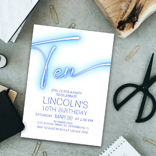 Invitation Boys 10th Neon Pool Anniversaire