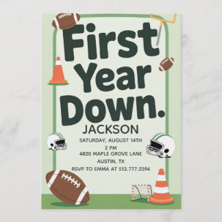 Invitation Boy's 1st Birthday First Year Down - Football Bday