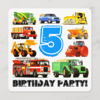 Invitation Boys 5e Anniversaire de la Fête des Camions de Con