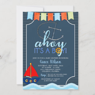 Invitation Boys Ancres nautiques Baby shower de bateau Invita