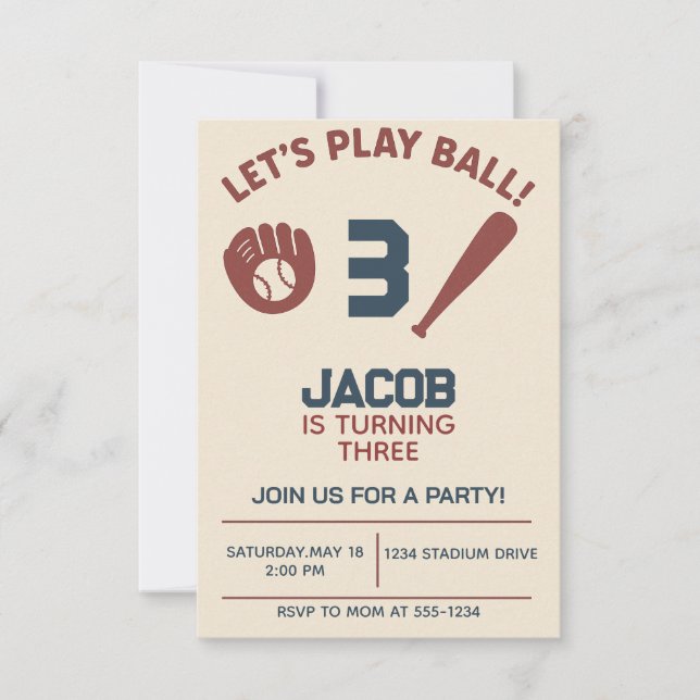 Invitation Boys Baseball Bat Sports Anniversaire