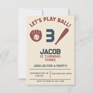 Invitation Boys Baseball Bat Sports Anniversaire