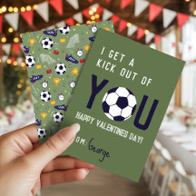 Boys Classroom Soccer Football Valentines Card