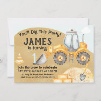Boys Construction Excavateur 1er anniversaire