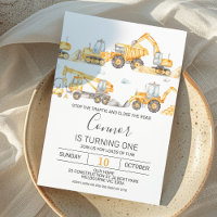 Boys Construction Véhicules Anniversaire Invitatio