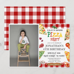 Invitation Boys Cool Cute Pizza fête d'anniversaire