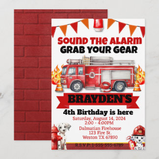 Invitation Boys Firetruck fête d'anniversaire