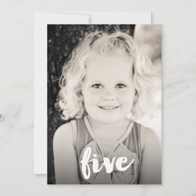 Invitation Boys Girls 5th Birthday Number Five Photo Overlay (Devant)